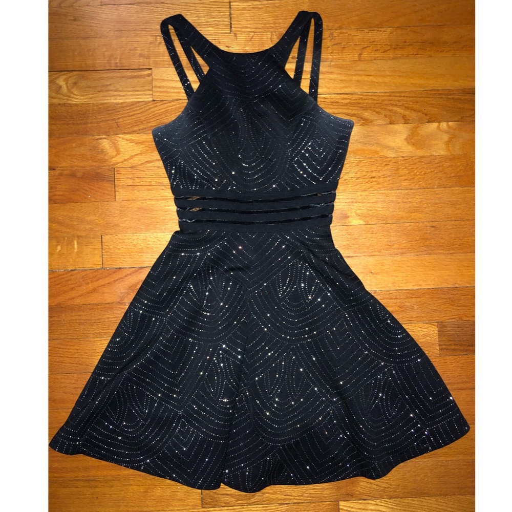 Black and Silver Dress with Mid Cutouts